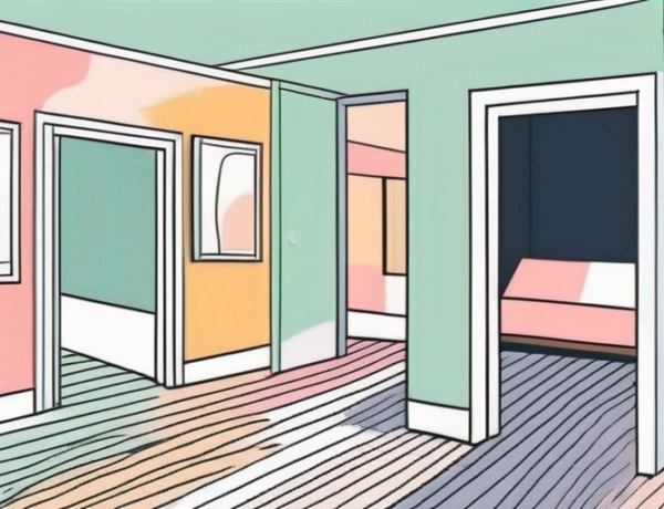 A room with different sections of wallpaper in various colors