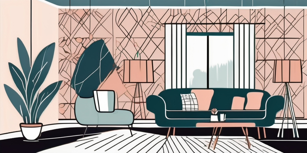 A stylish room with various decorative elements like a vintage lamp