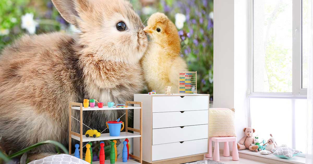 Carta da parati con conigli