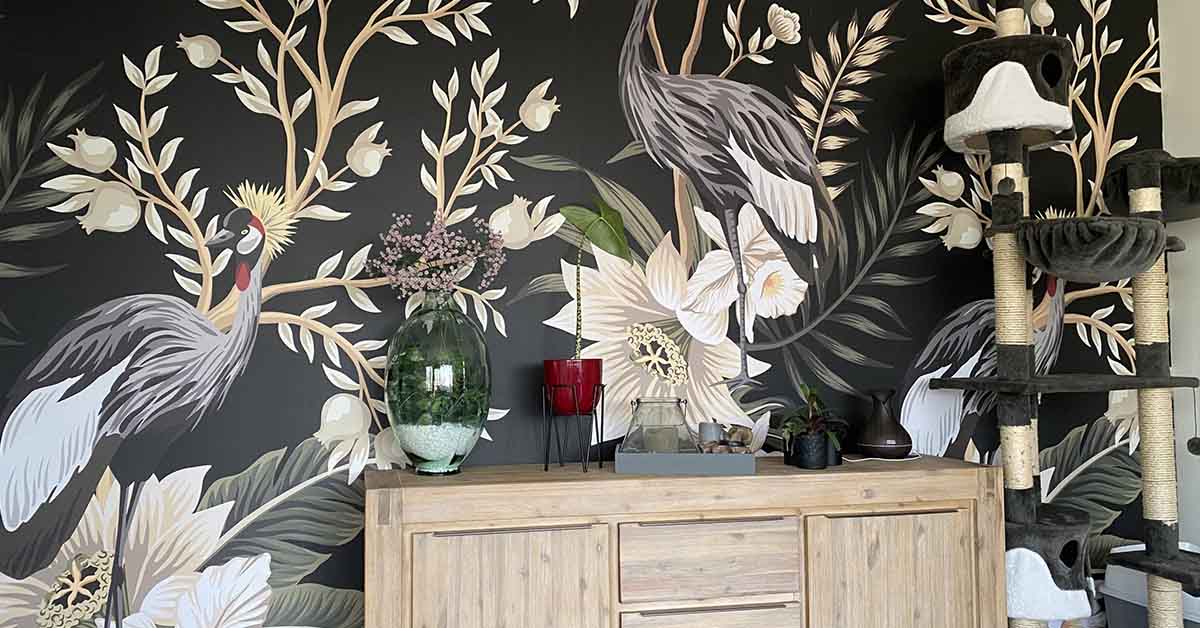 Carta da parati con gru