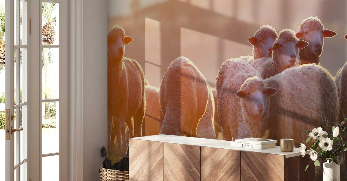 Carta da parati con pecore Carta da parati con pecore