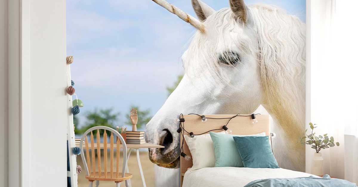 Carta da parati fotografica con unicorni