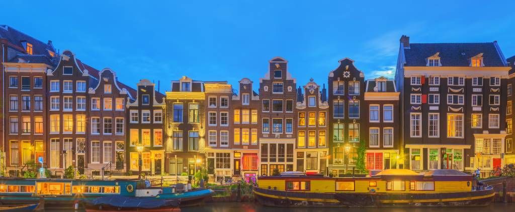 Case di Amsterdam di notte
