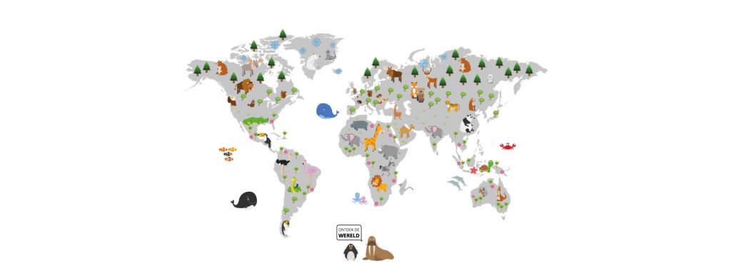 Mappa del mondo per bambini con sfondo bianco