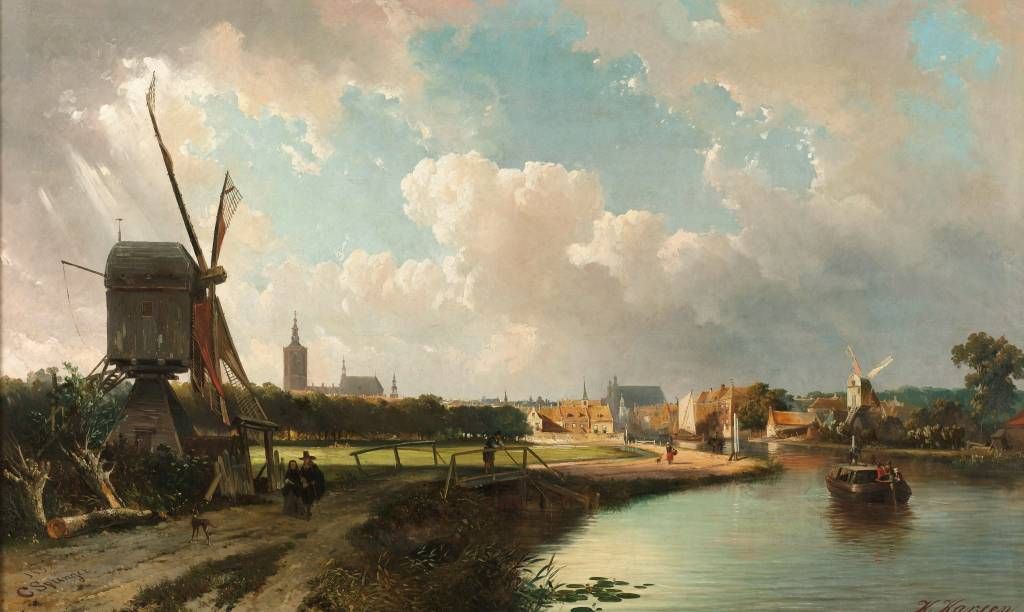Veduta dell'Aia dal canale di Delft nel XVII secolo