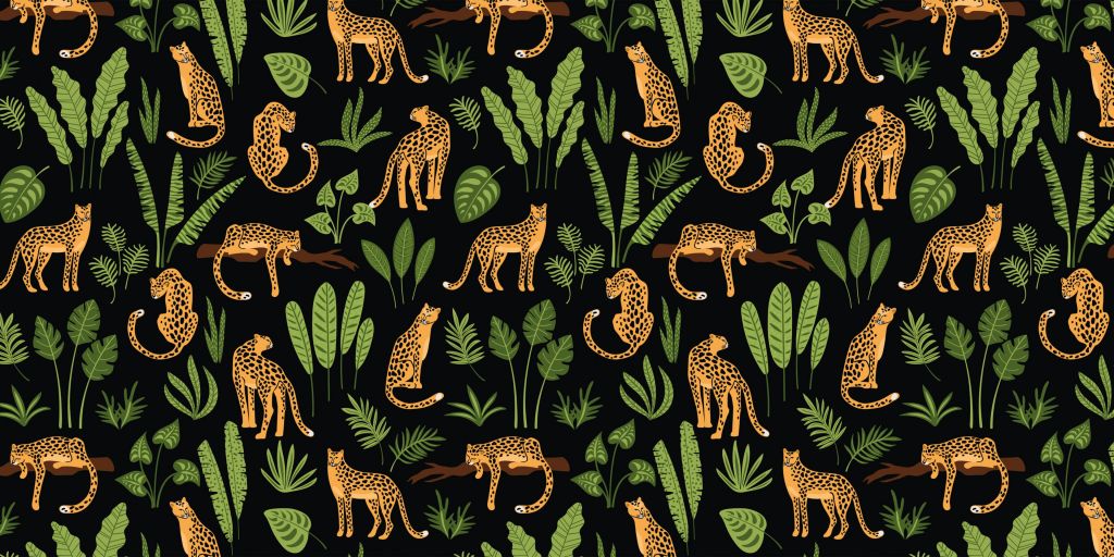 Motivo leopardo su sfondo nero