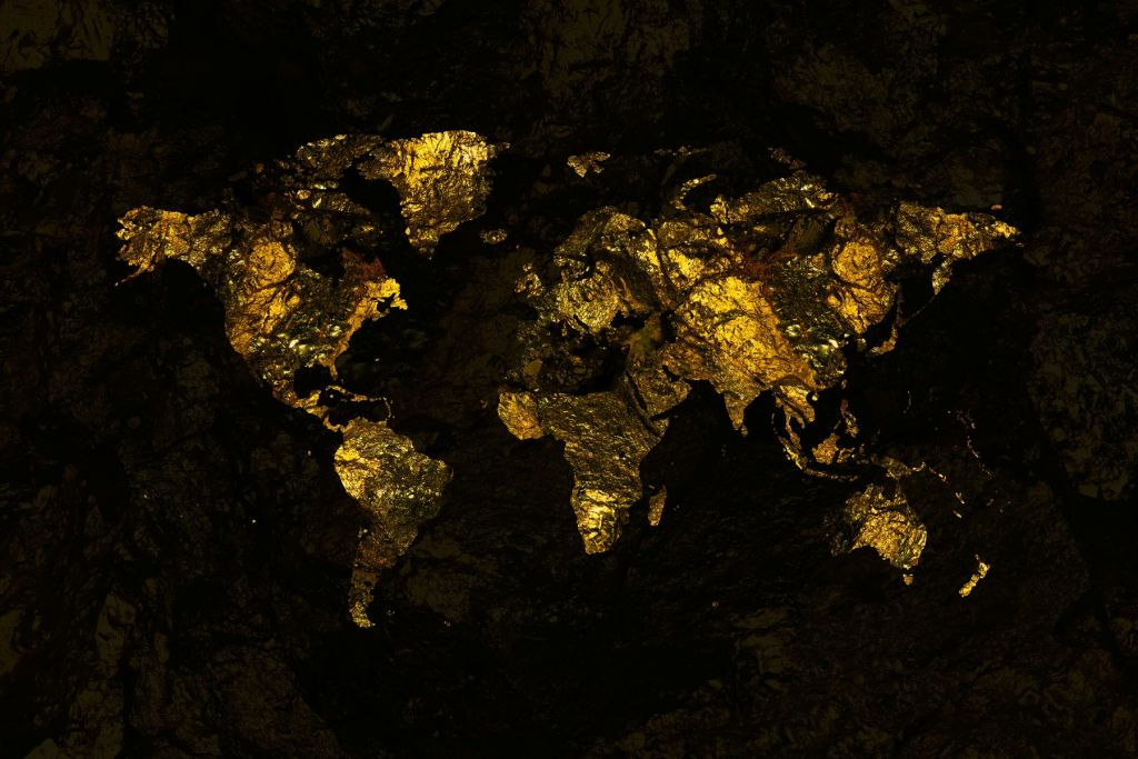 Oro della mappa del mondo