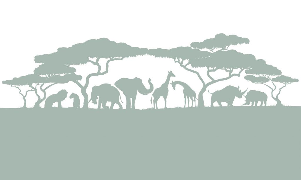 Silhouette animali da safari, verde chiaro