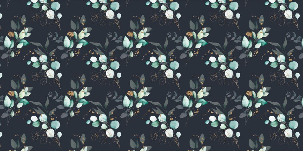 Foglie blu scuro con oro