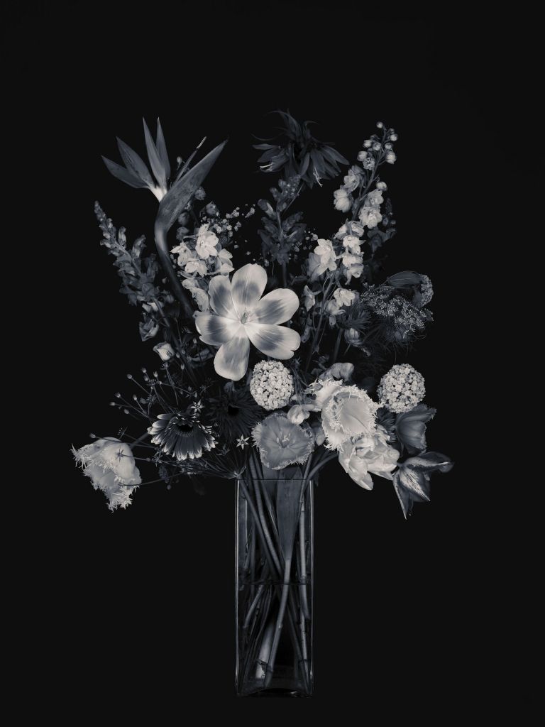 Bouquet di fiori in bianco e nero