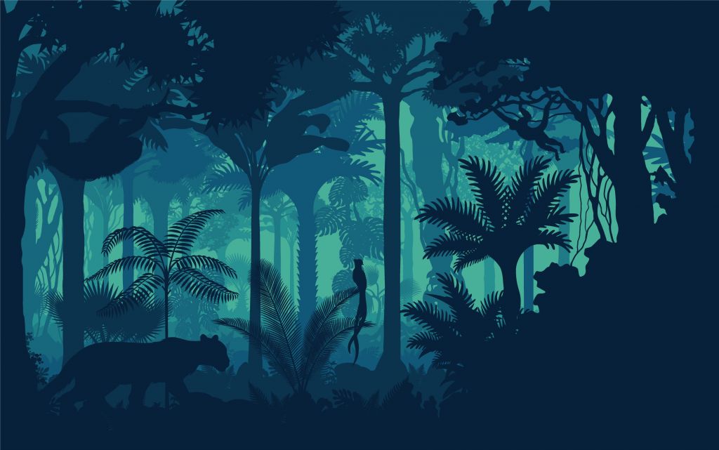 Silhouette della giungla blu