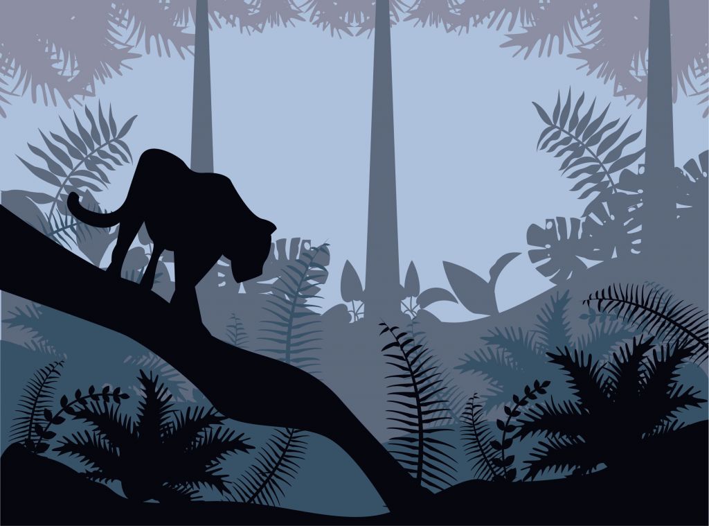 Leopardo in una giungla blu