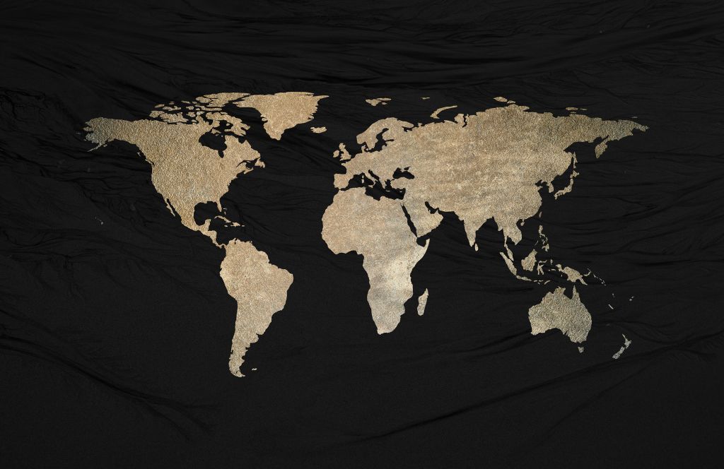 Mappa del mondo oro chiaro