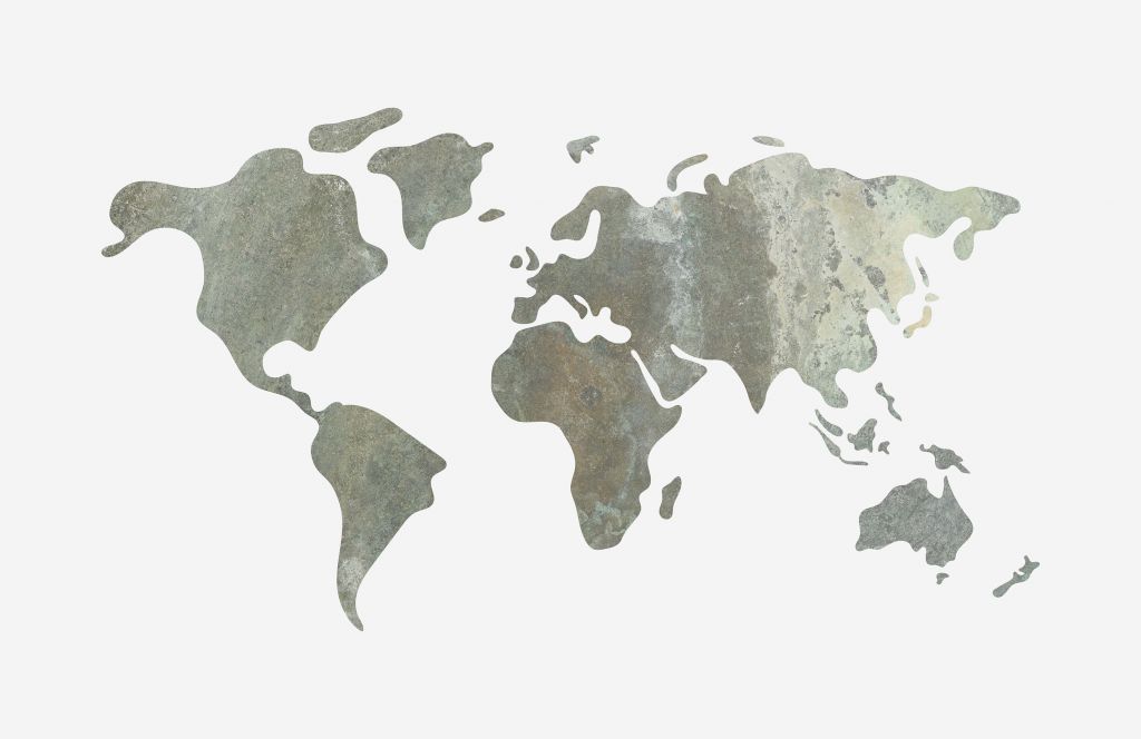 Mappa del mondo verde con struttura in metallo