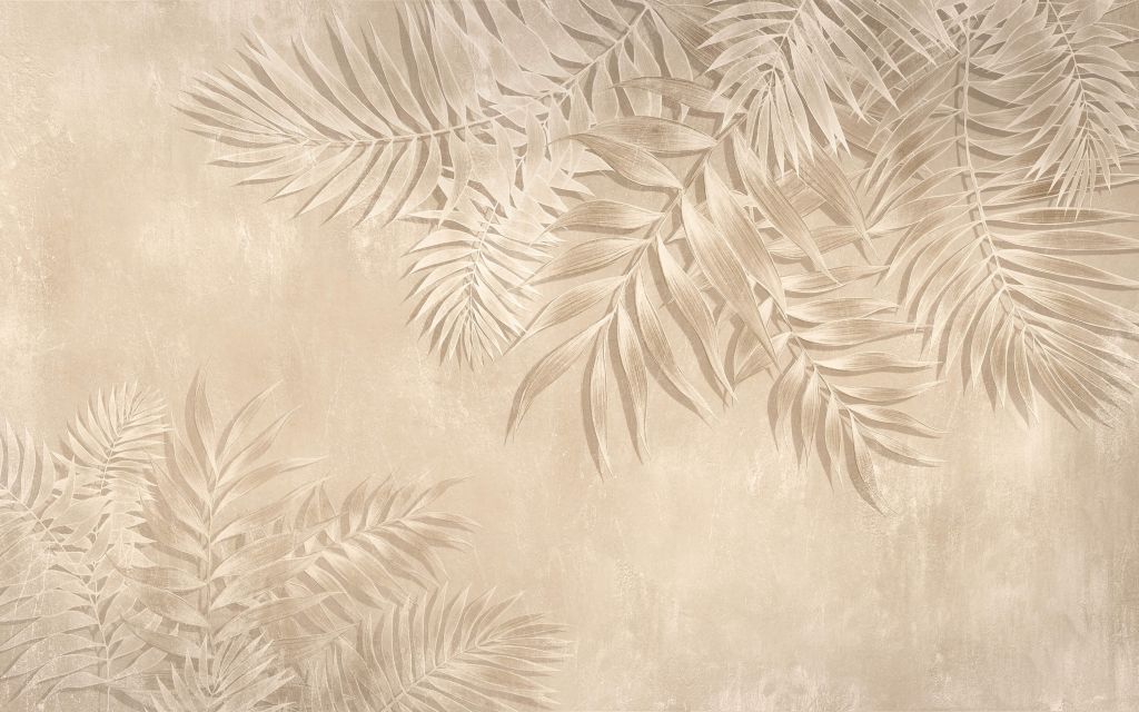 Hojas de palmera con textura, de color beige