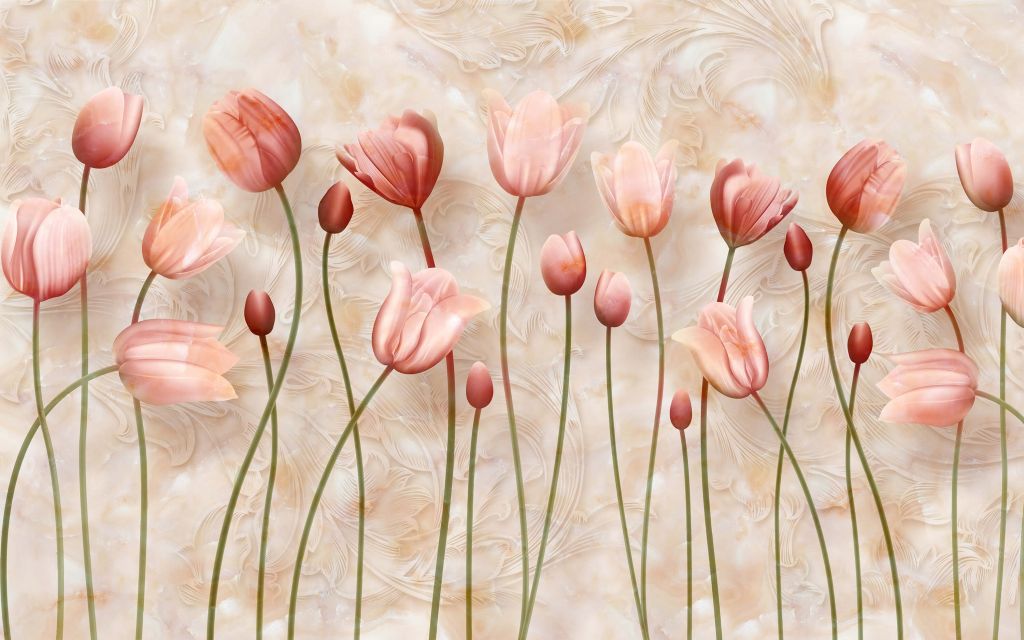 Tulipanes rosas ondulantes