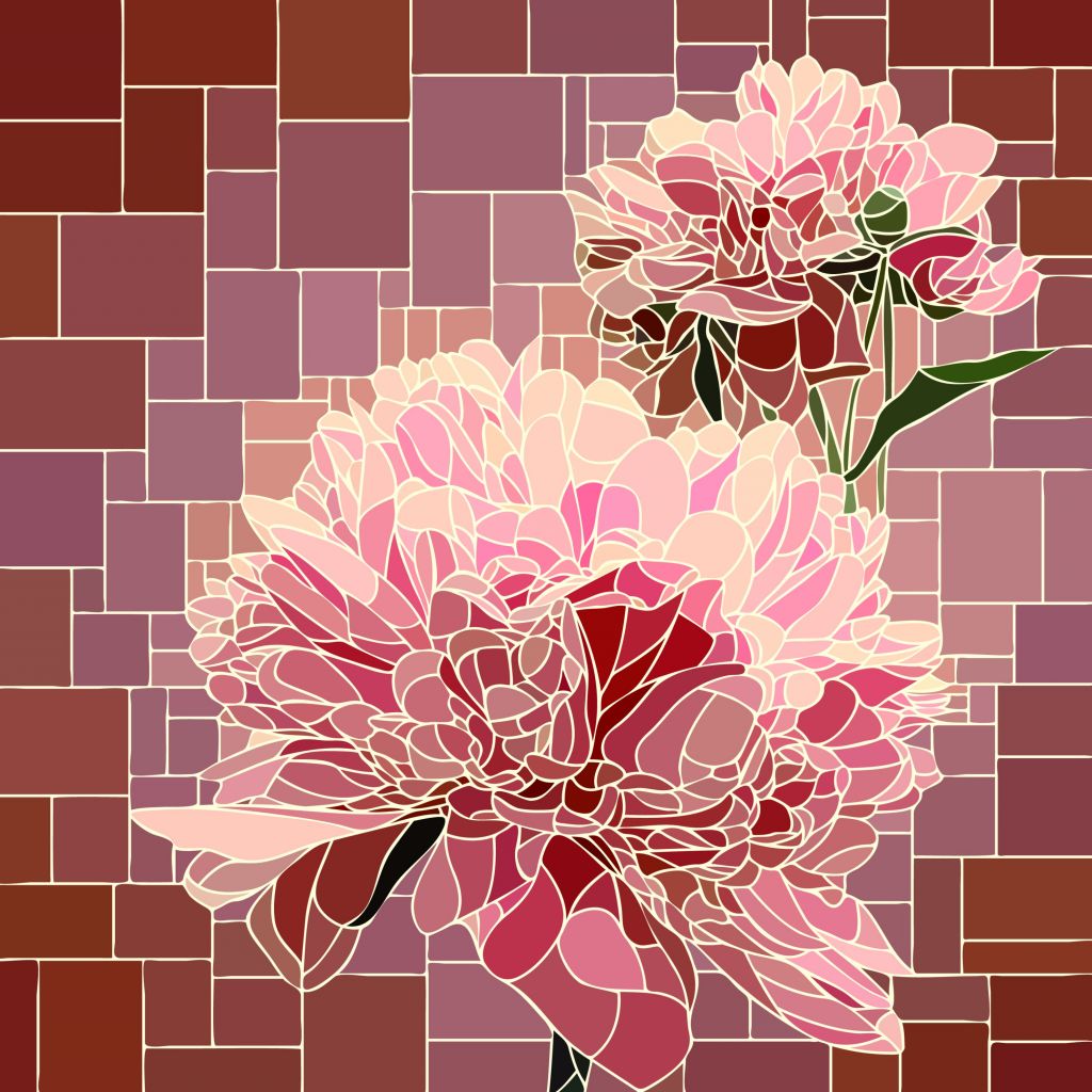 Mosaico di fiori rosa