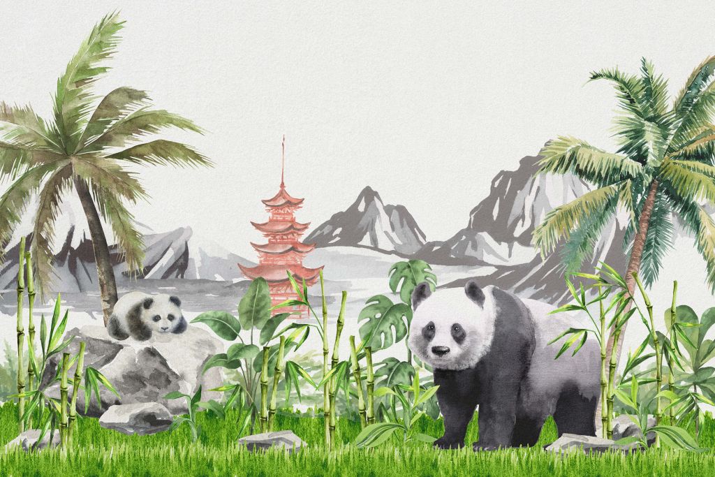Panda nella giungla di bambù
