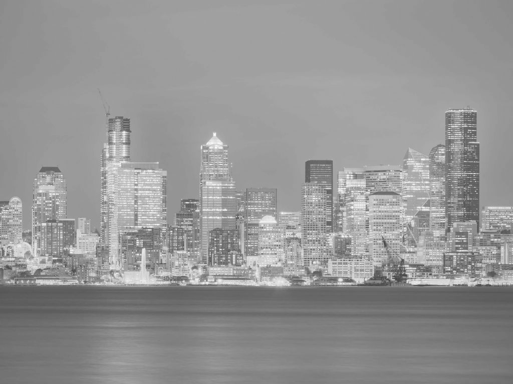 Skyline di Seattle in bianco e nero