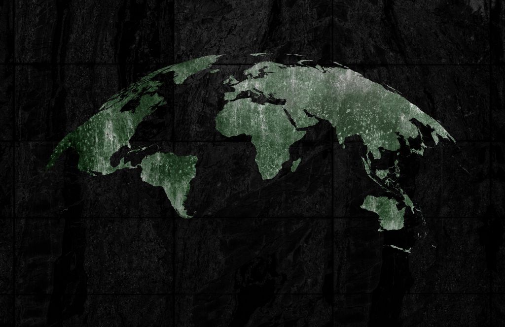 Mappa del mondo verde su cemento