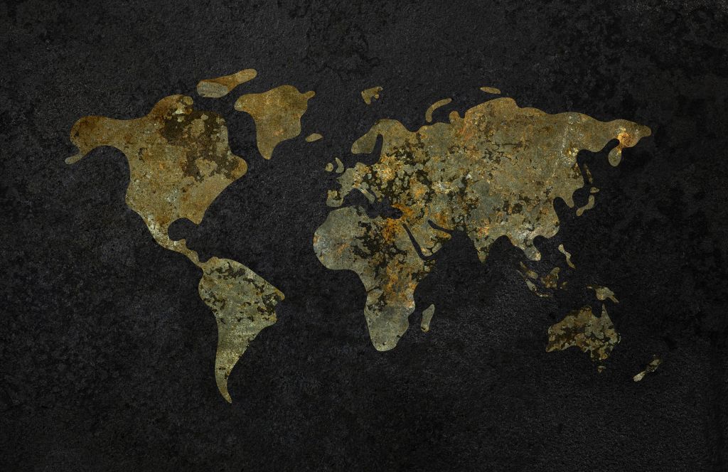 Mappa del mondo con texture verde oro
