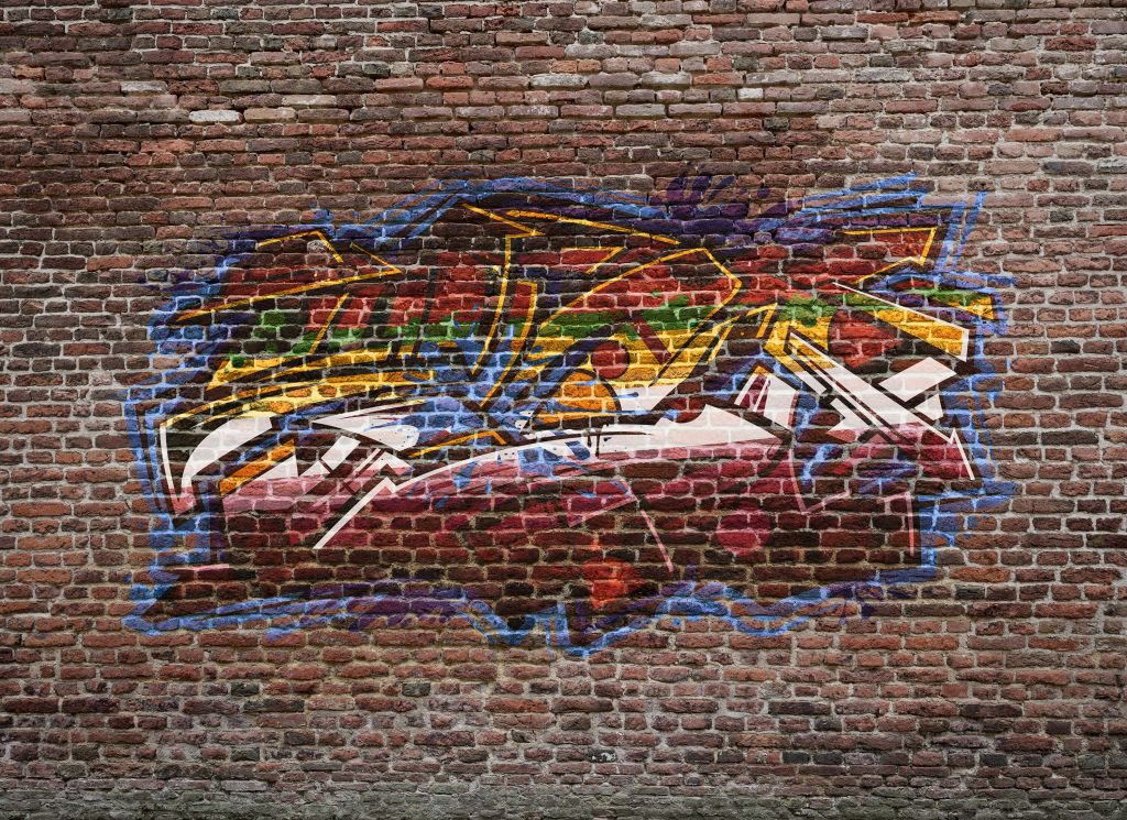 Graffiti su muro di mattoni