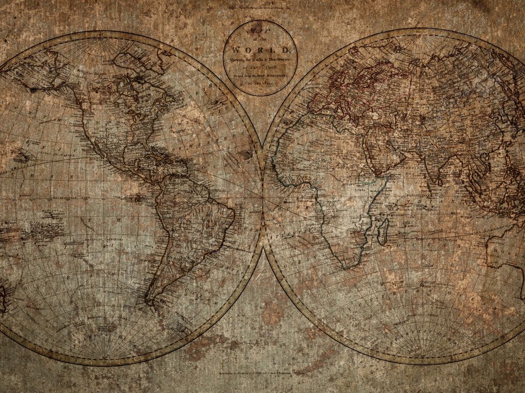 Disegno di una vecchia mappa del mondo