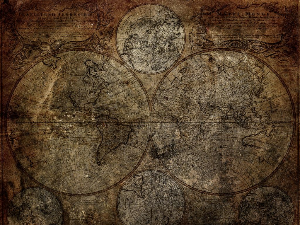 Vecchia mappa del mondo bruciata