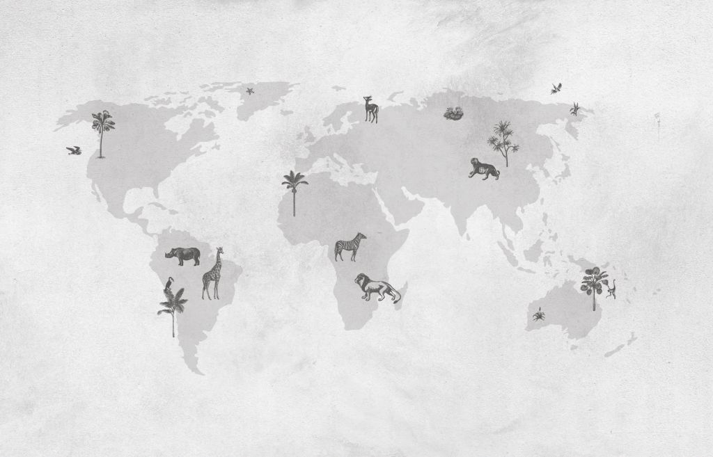 Mappa del mondo schizzo grigio