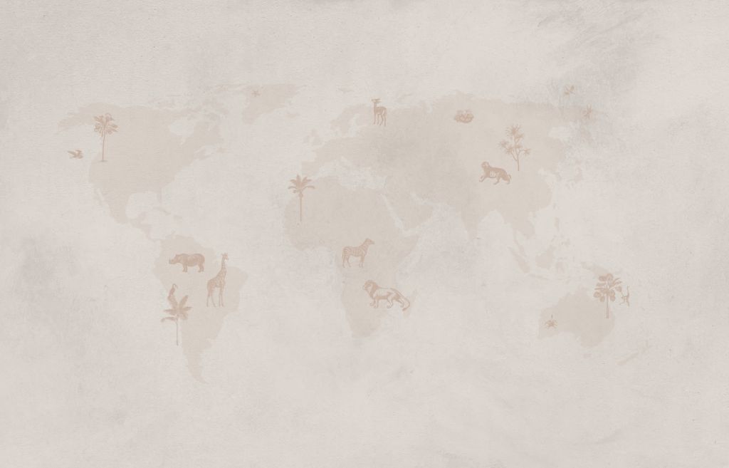 Mappa del mondo a schizzo color tortora