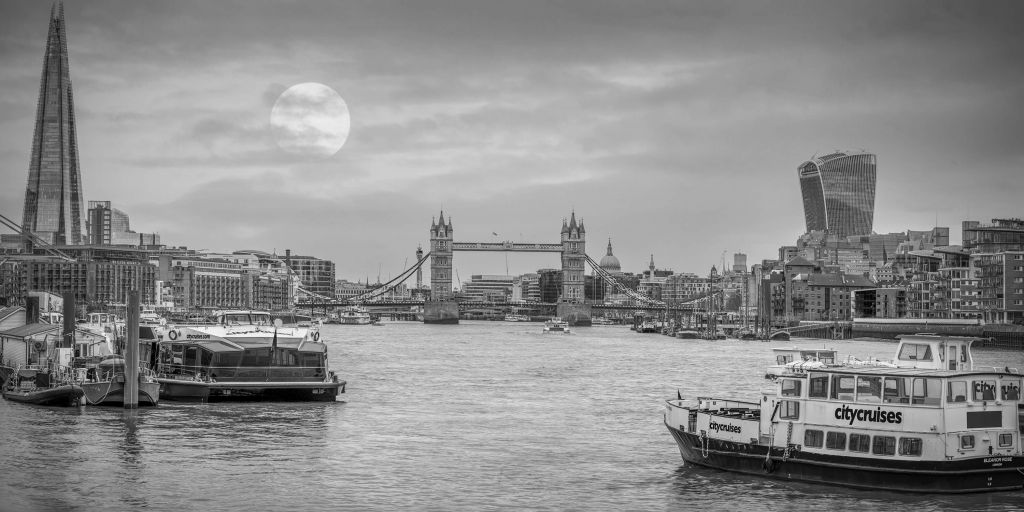Paesaggio urbano di Londra in bianco e nero