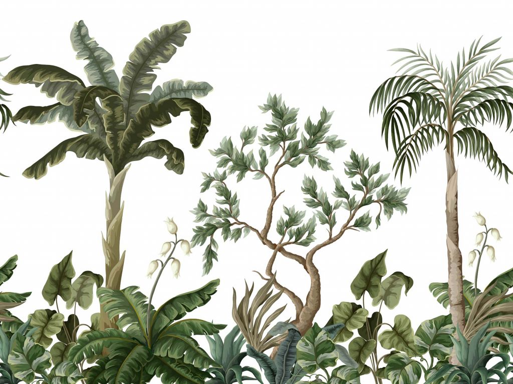 Paesaggio della giungla con palme