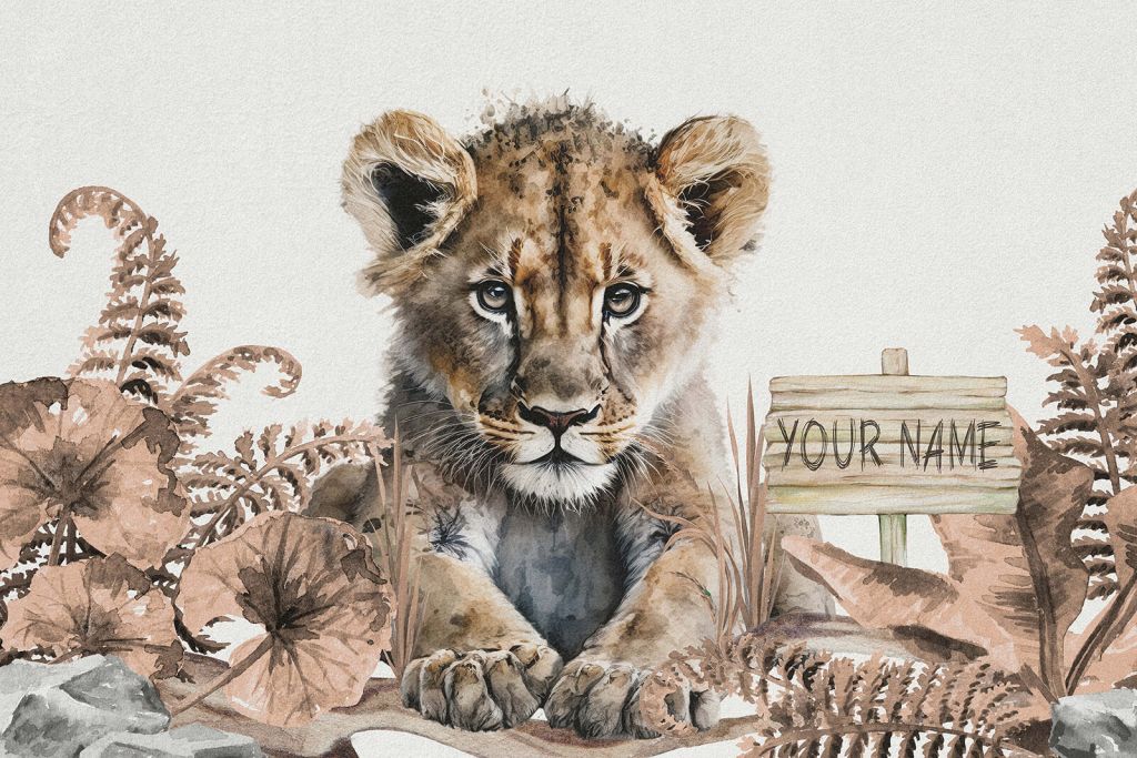 Baby leone nella giungla tortora