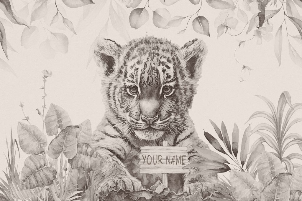 Simpatica tigre con piante beige