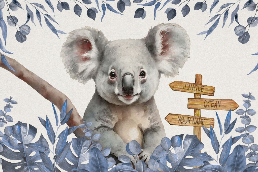 Baby koala nella giungla blu