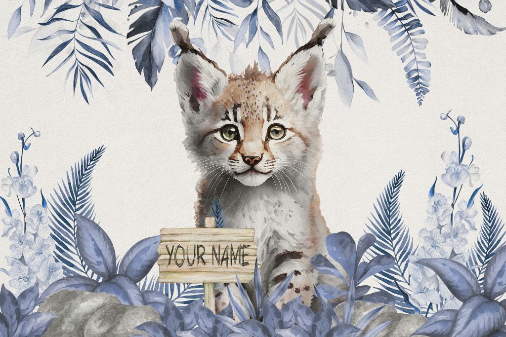 Baby lince nella giungla blu