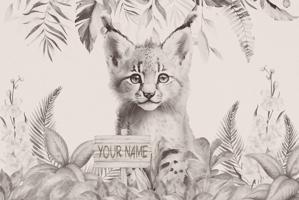 Cucciolo di lince nella giungla beige