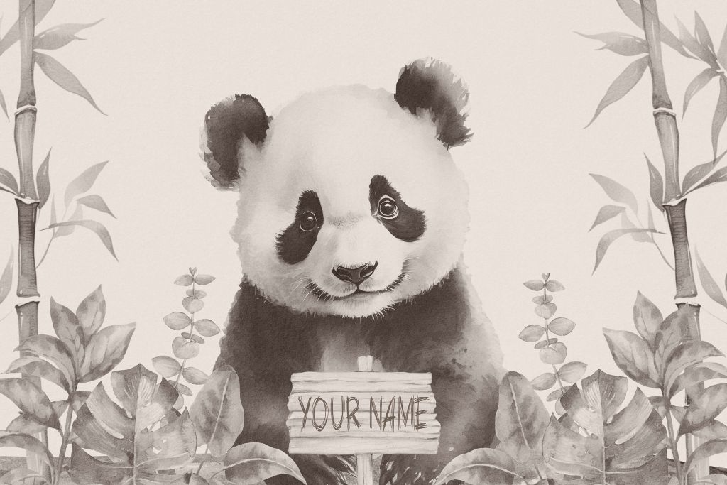 Baby panda nella giungla beige