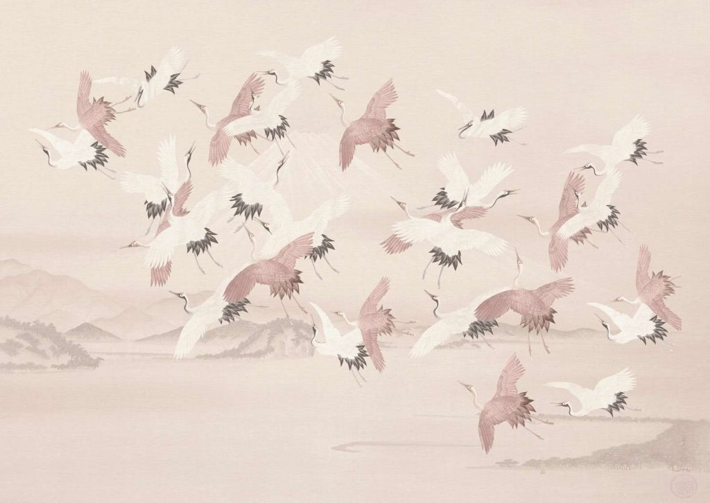 Paesaggio vintage con gru