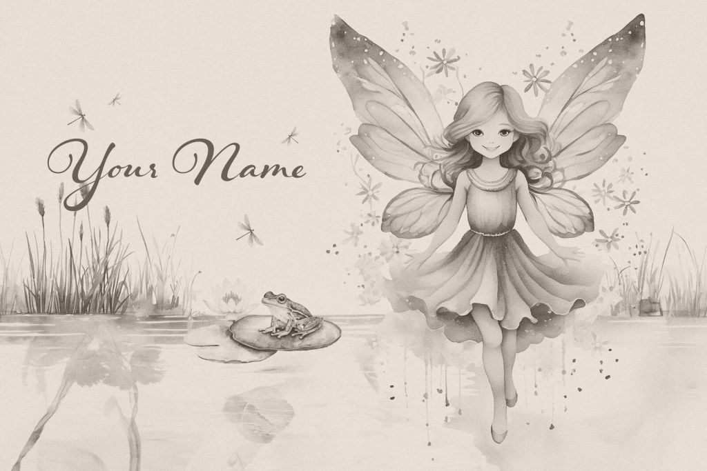 Fata della pozza con rana in silenzio