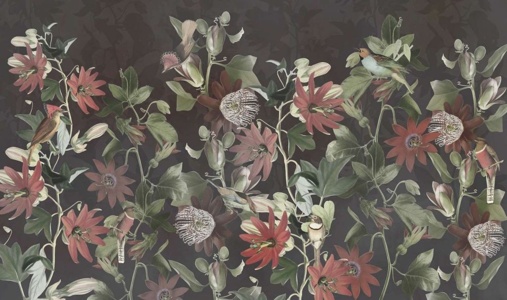 Sette Uccelli in Foliaggio Incantato - Fioritura di Mezzanotte