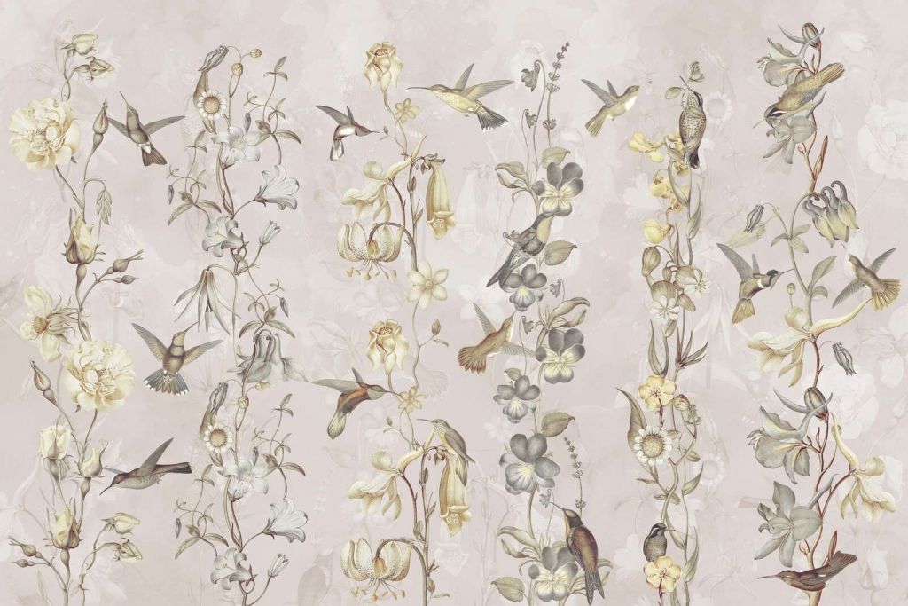 Fiori di prato e giardino crema