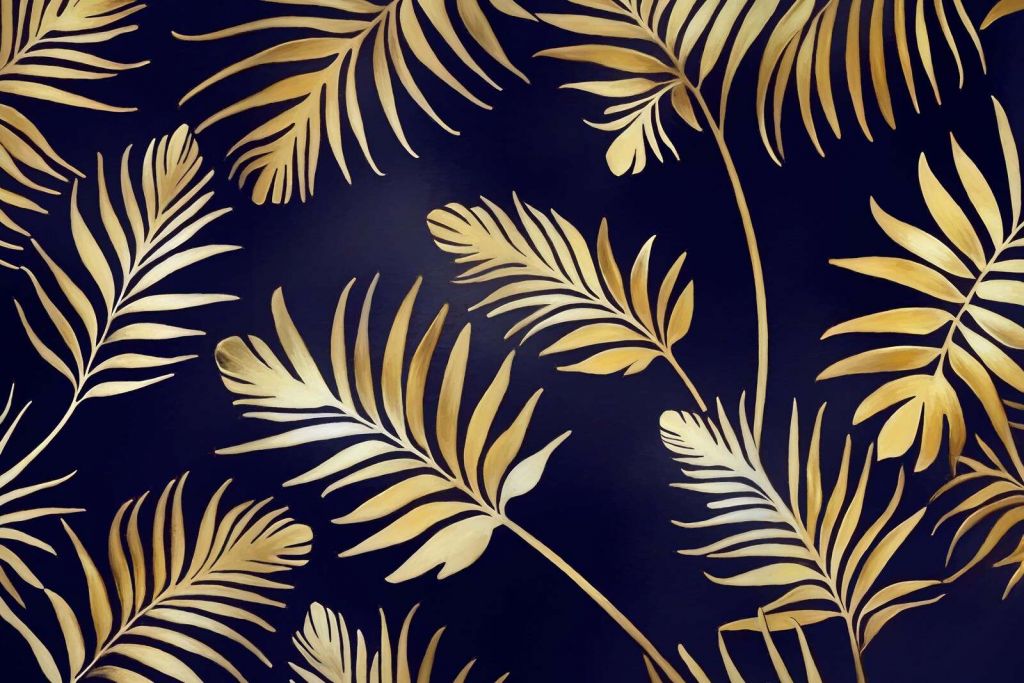 Foglie dorate su rame scuro