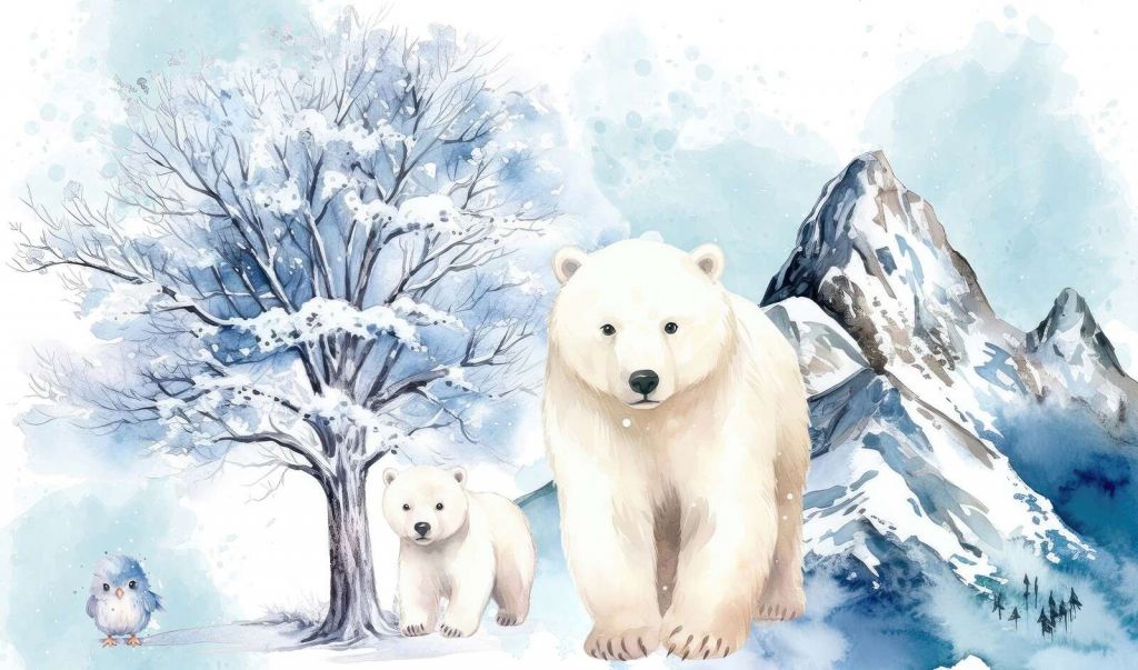 Orsi polari nelle montagne invernali