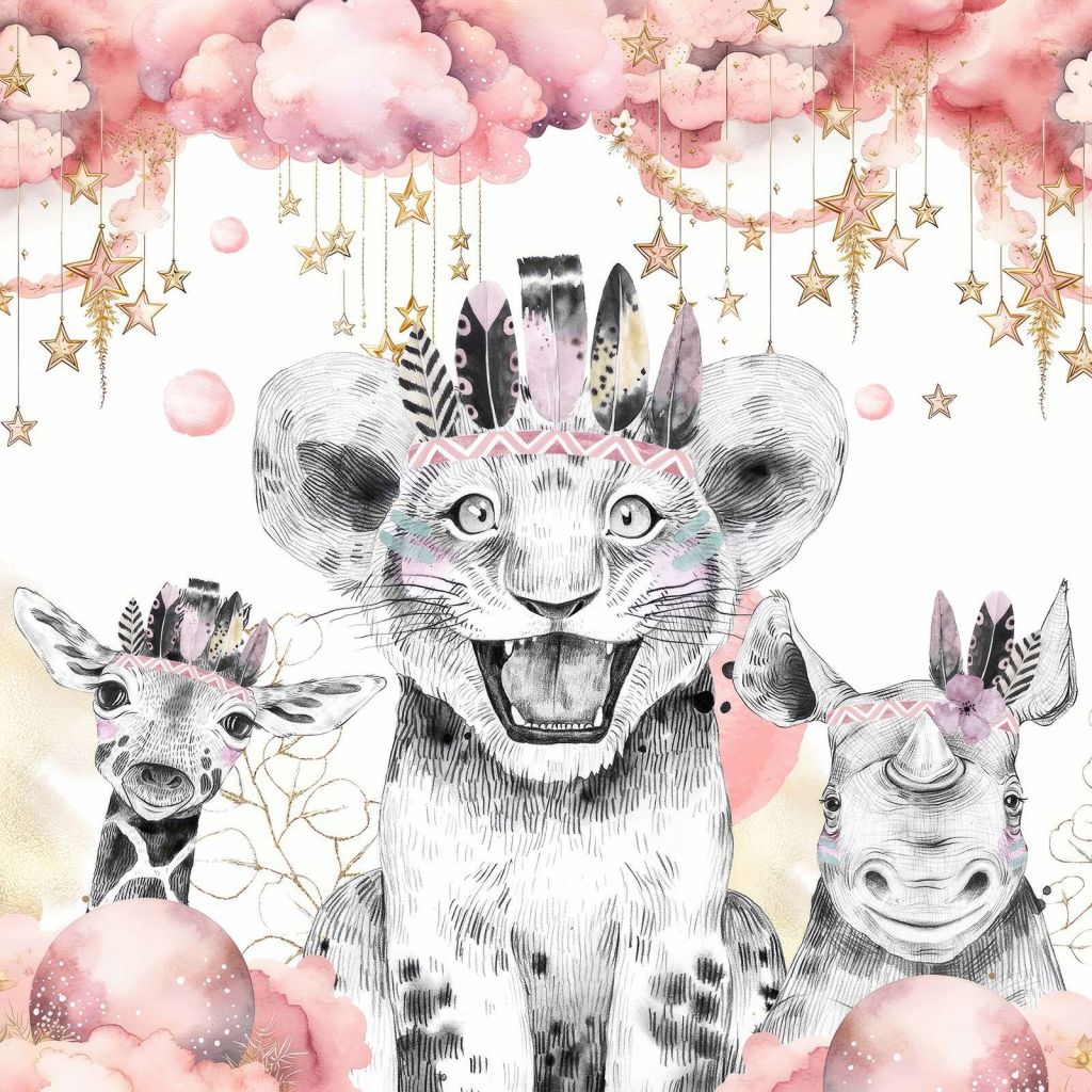 Animali sognanti sotto nuvole stellate