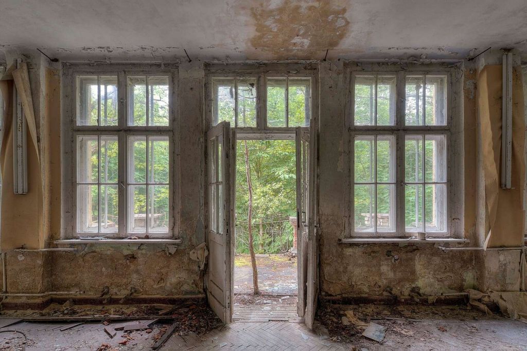 Camera invecchiata con vista sul bosco