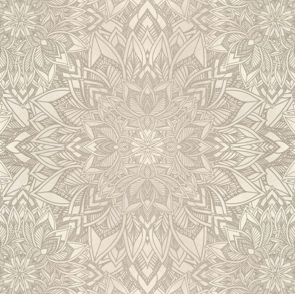 Motivo floreale mandala ornamentale beige