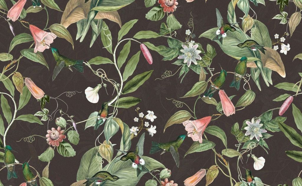 Colibrì tra fiori tropicali