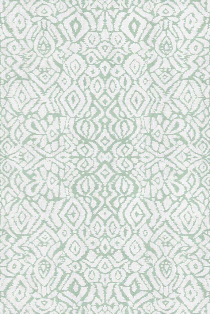 Motivo ikat verde menta con ornamenti