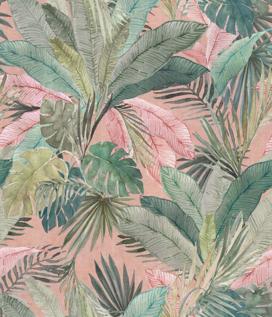 Foglie tropicali in rosa corallo